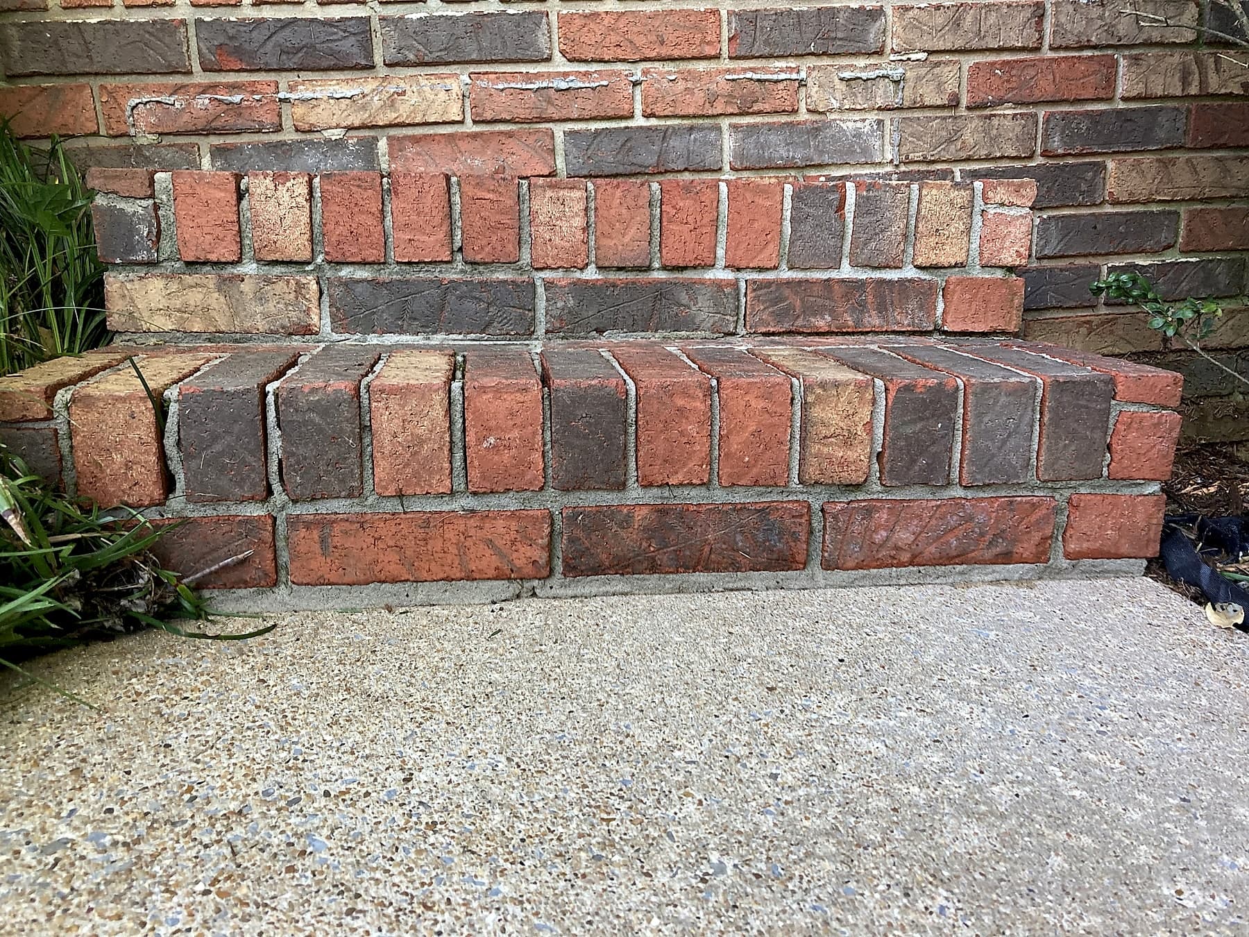 Clean brick steps after pressure washing